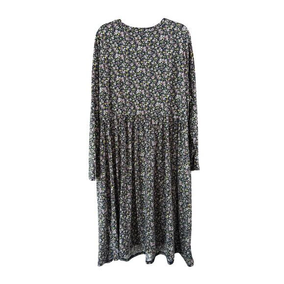 RITERA Women's Plus Size Blue Floral V-Neck Long Sleeve Dress Size 5X - Picture 2 of 5